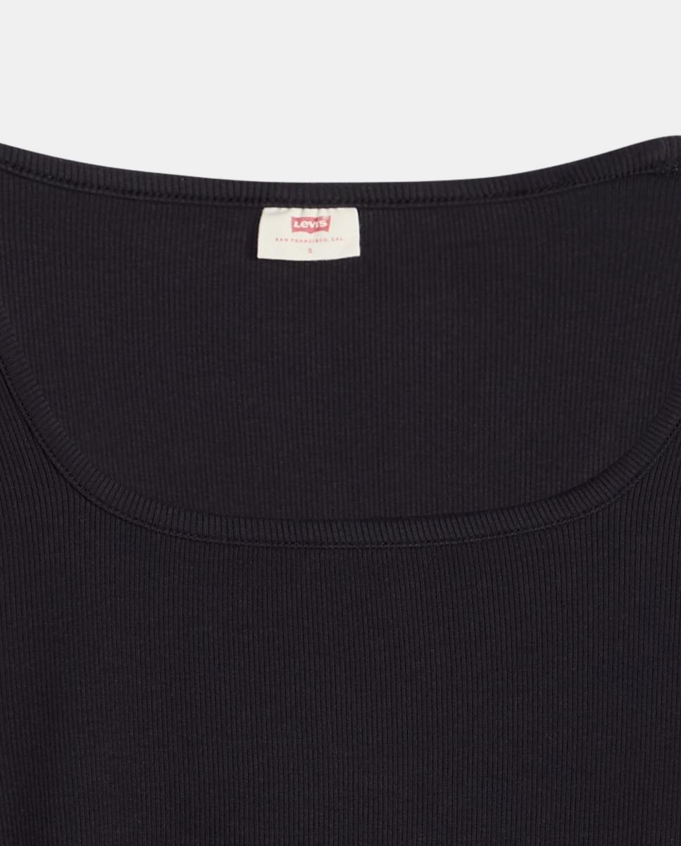 Camisola de Manga Comprida com Decote Quadrado Preto-6