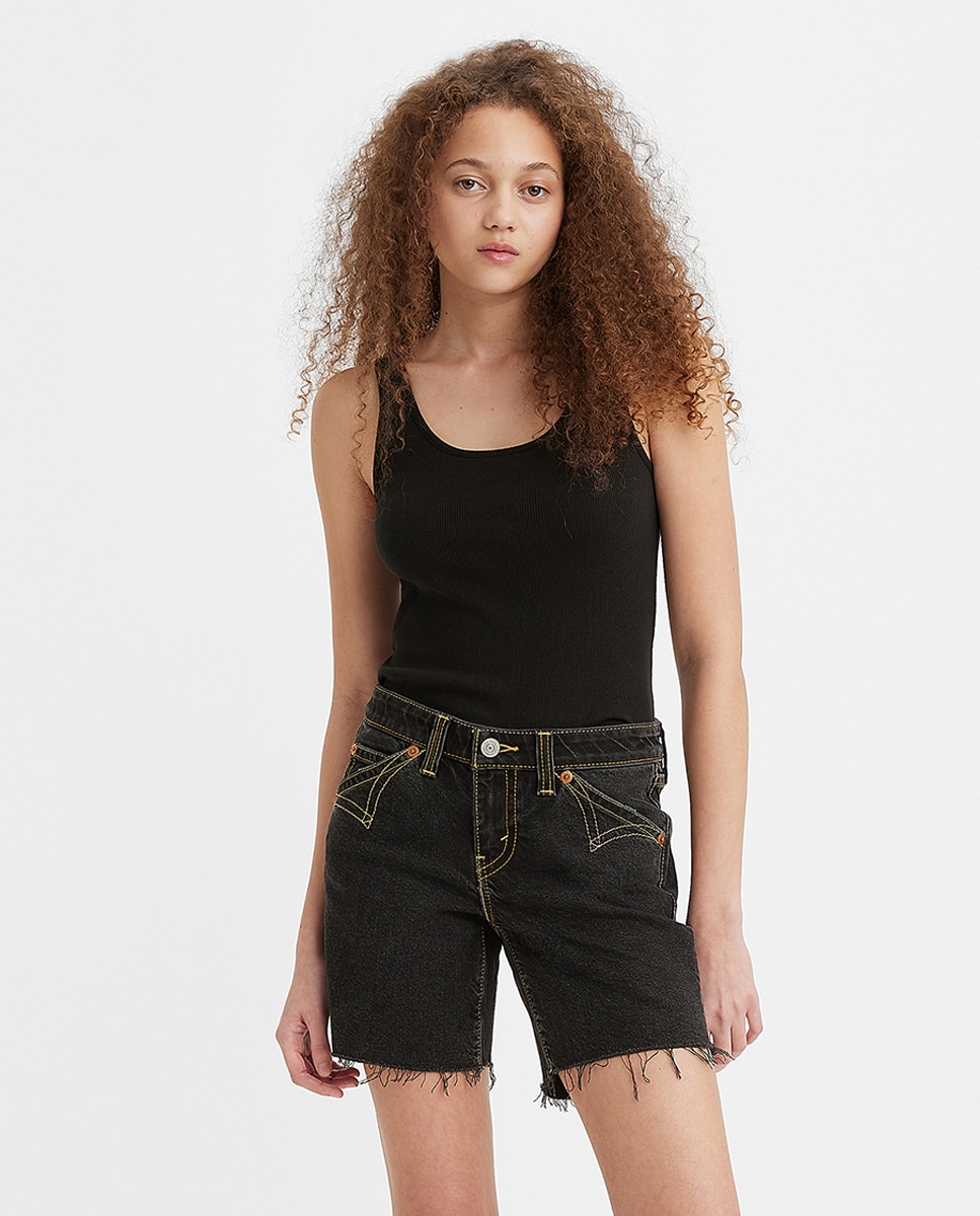 T-shirt de mulher com alças Preto-1