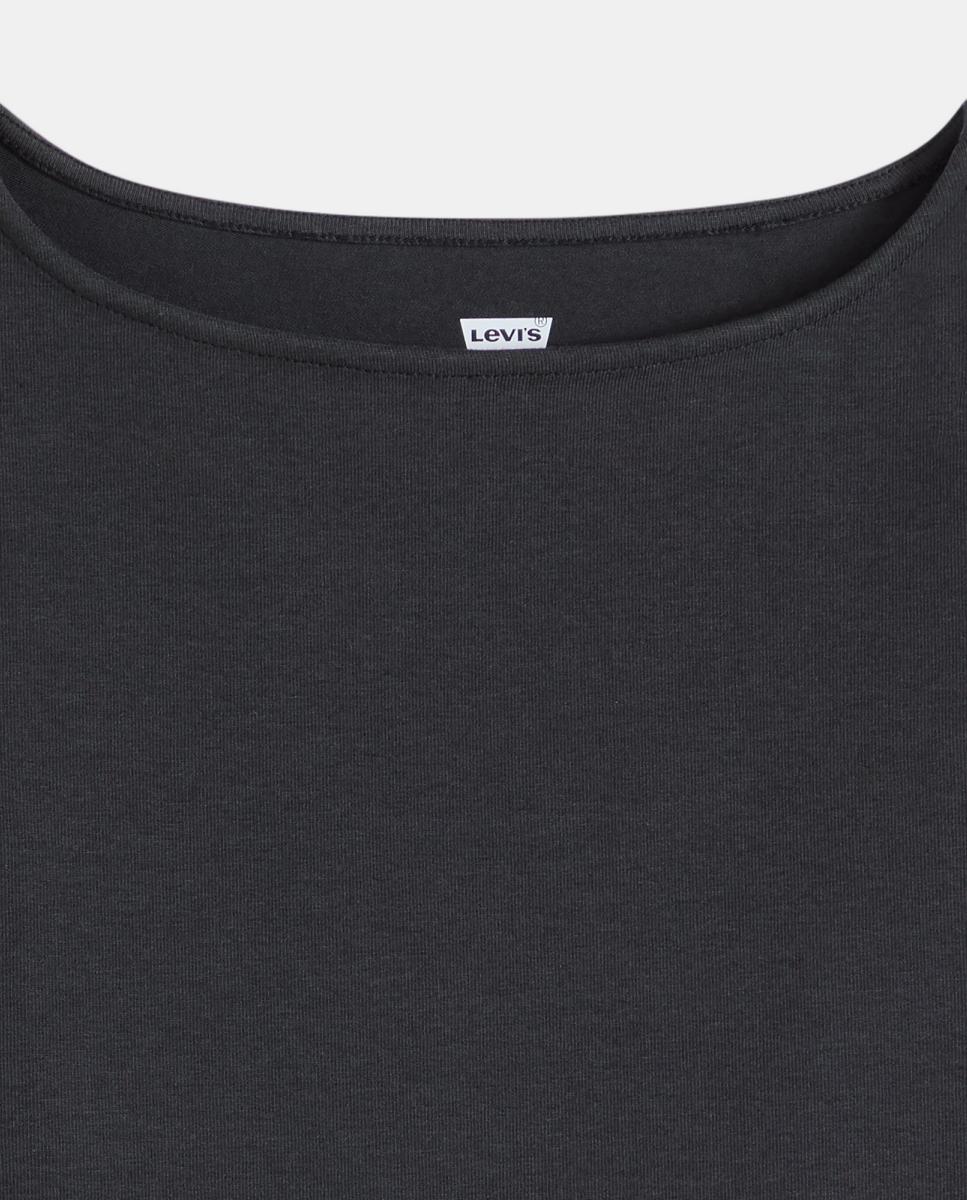 T-shirt sem Mangas e com Decote à Barco Preto-6
