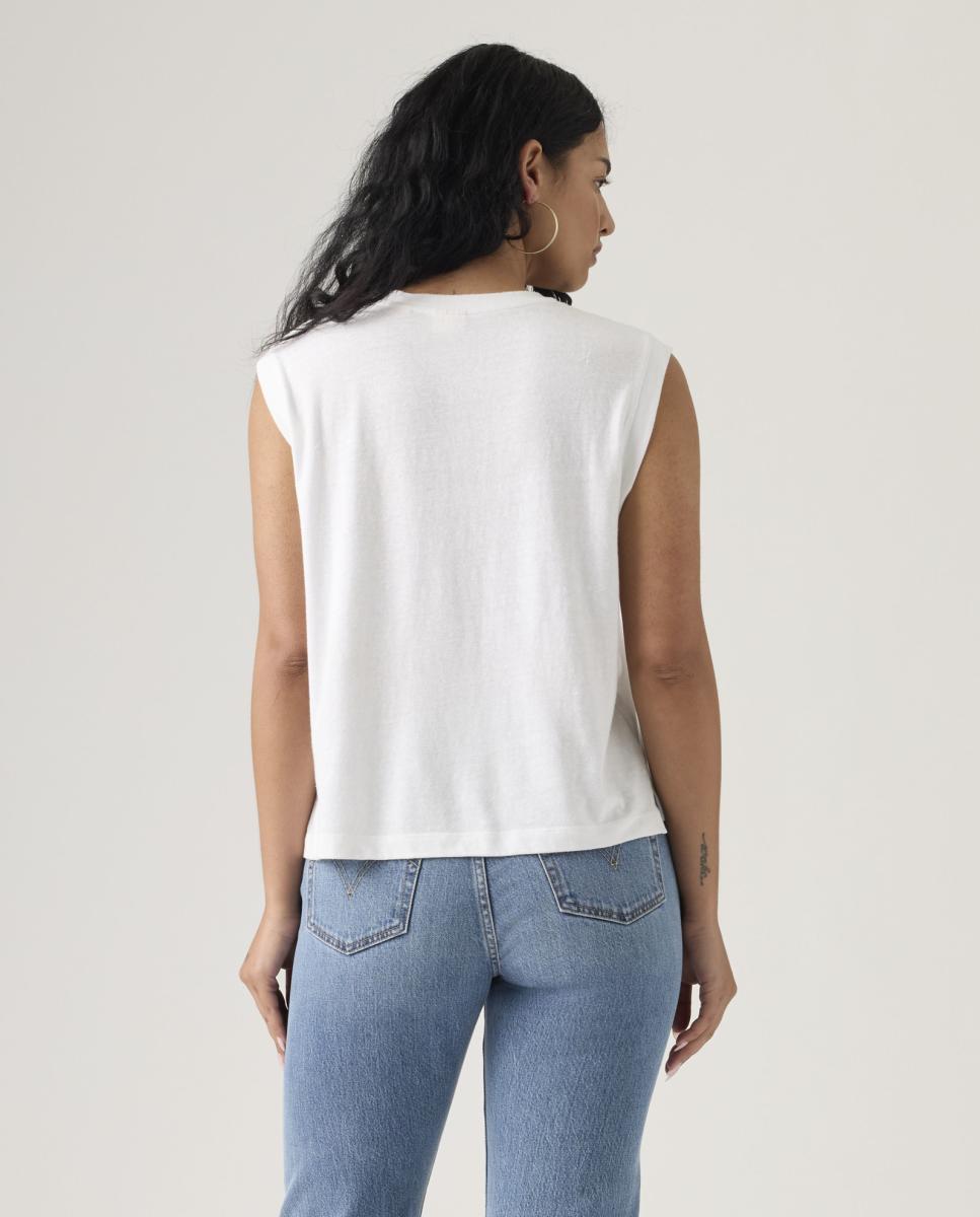 T-shirt sem mangas e com decote redondo Branco-2