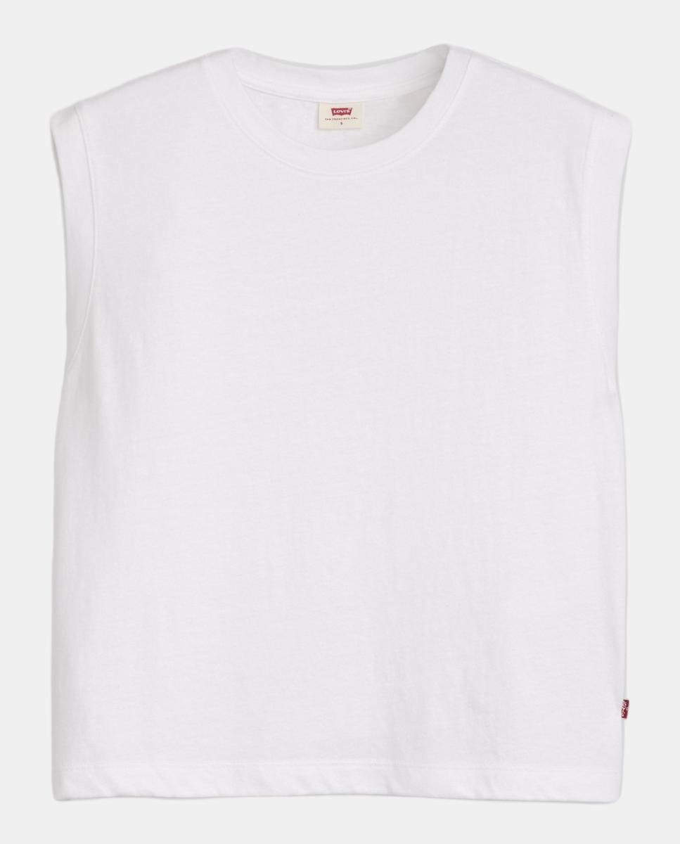T-shirt sem mangas e com decote redondo Branco-5