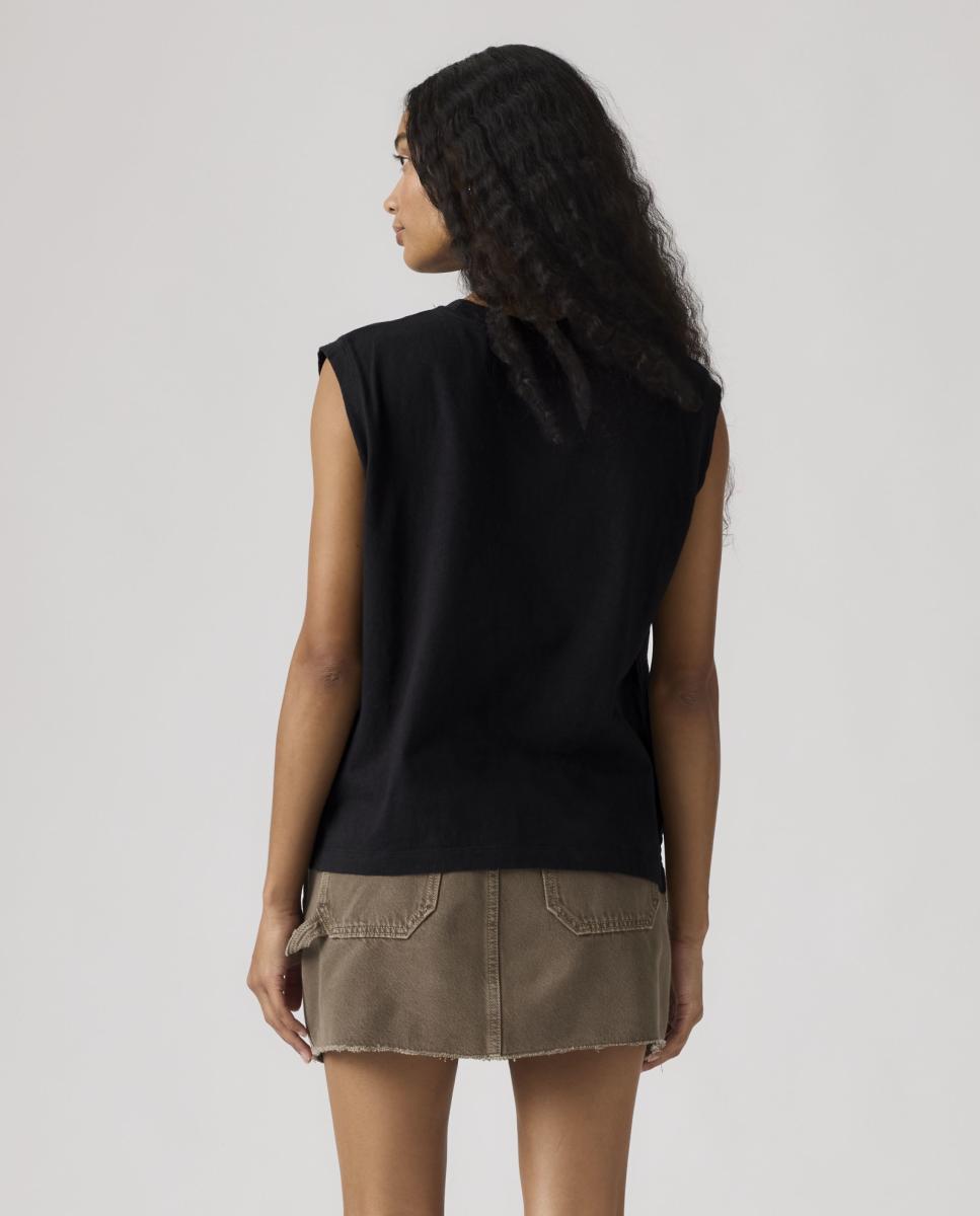 T-shirt sem mangas e com decote redondo Preto-2