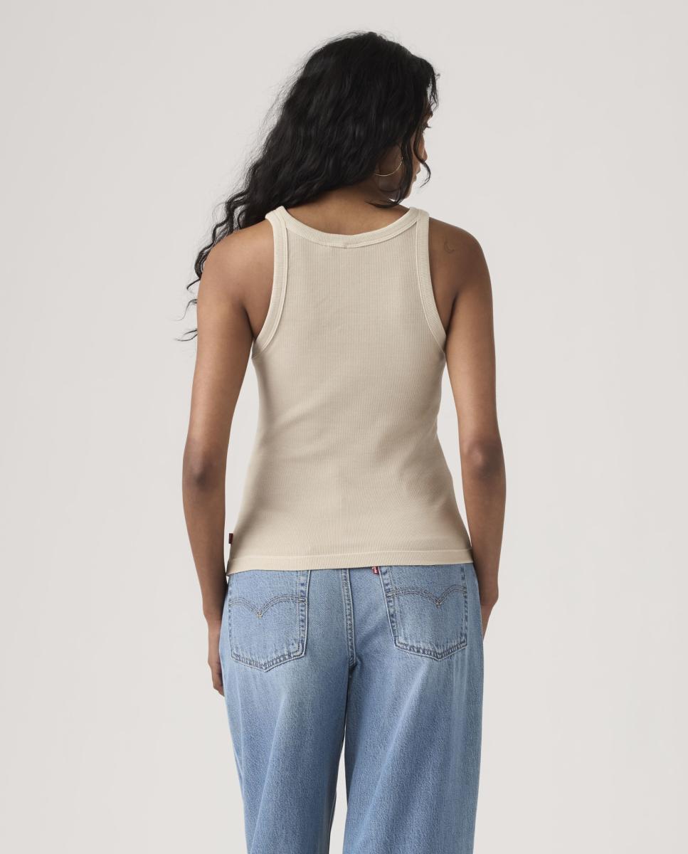 T-shirt de Malha Canelada sem Mangas Nude-2