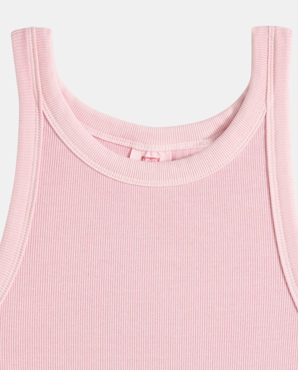 T-shirt de Malha Canelada sem Mangas Rosa-6
