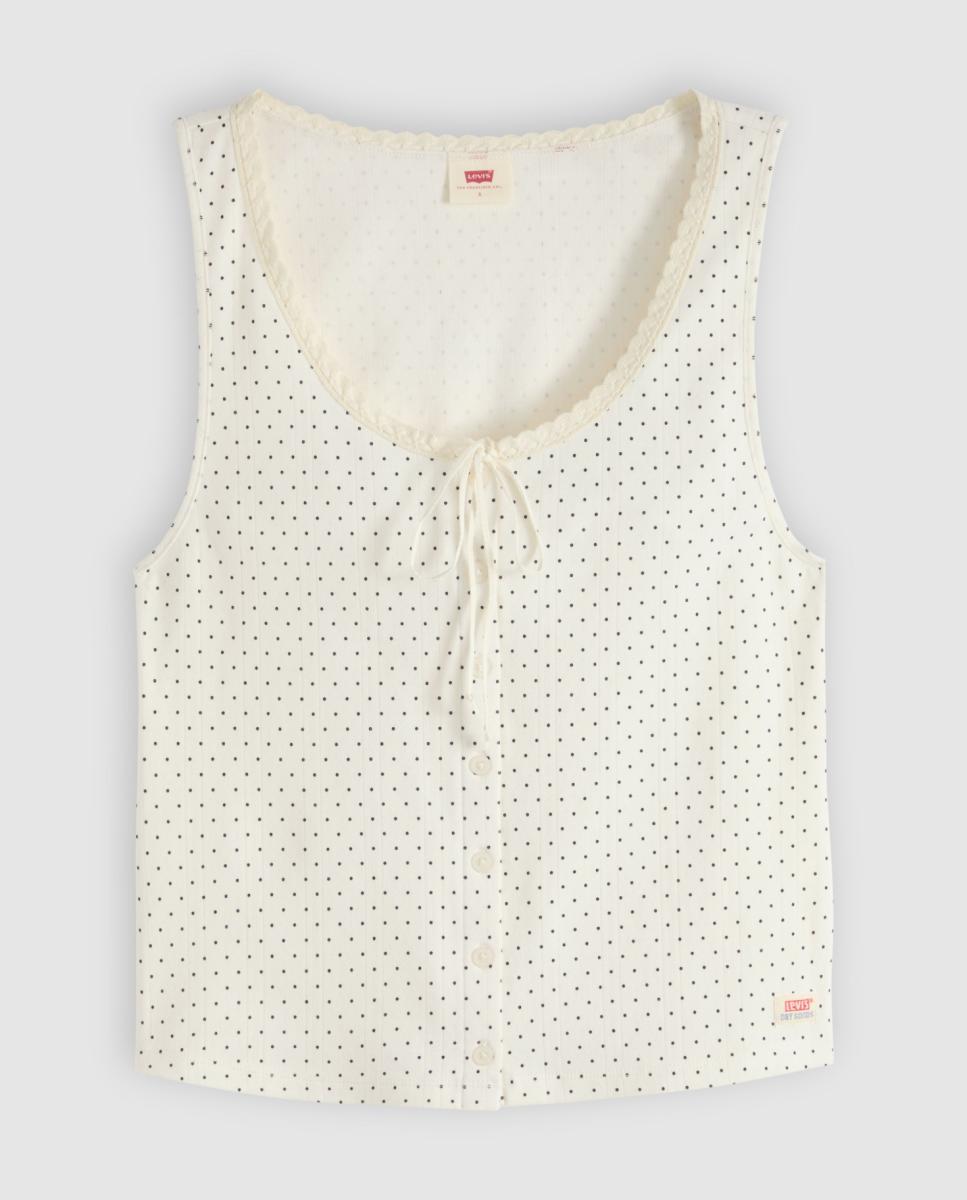 T-shirt sem Mangas com Decote Redondo Branco-6