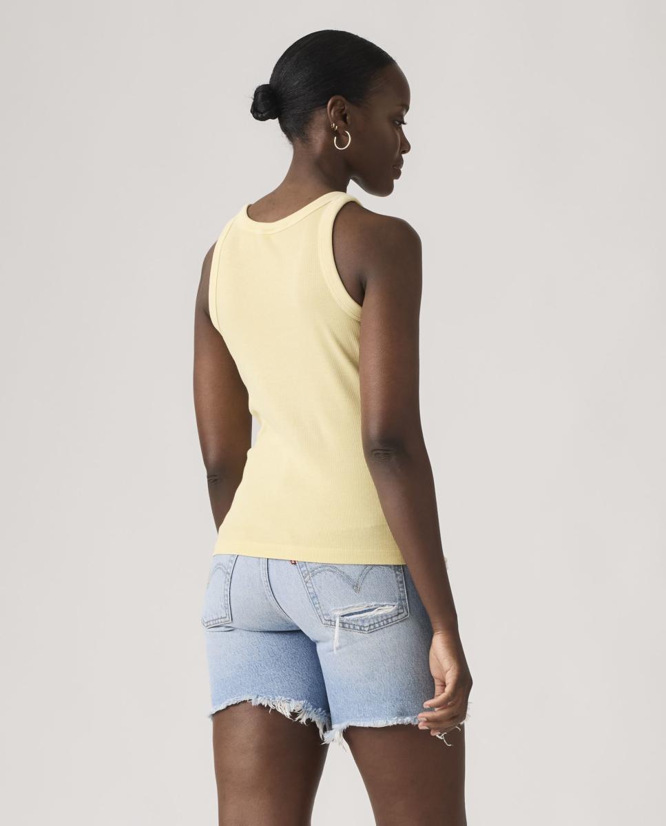 T-shirt sem Mangas com Decote Redondo Amarelo-2
