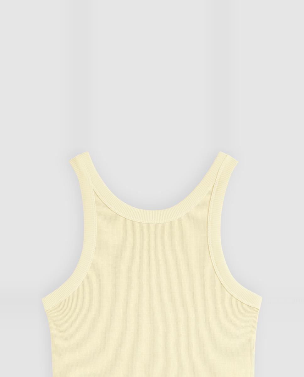 T-shirt sem Mangas com Decote Redondo Amarelo-6
