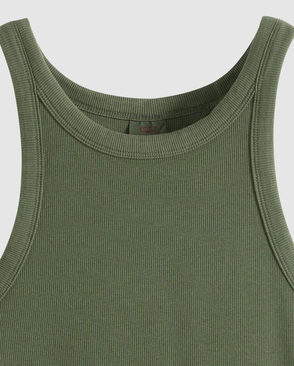 T-shirt sem Mangas com Decote Redondo Verde-escuro-6