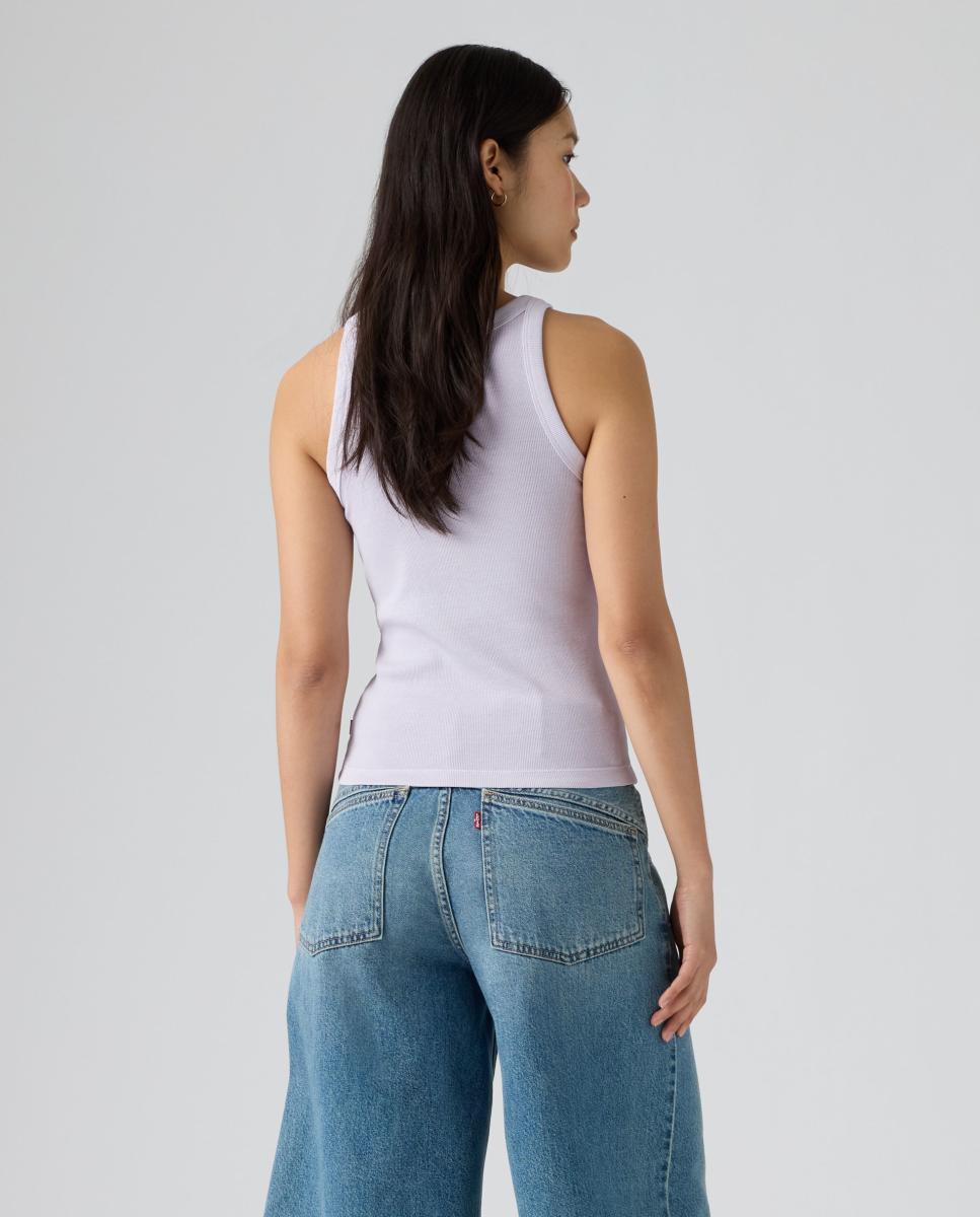 T-shirt sem Mangas com Decote Redondo Branco-2