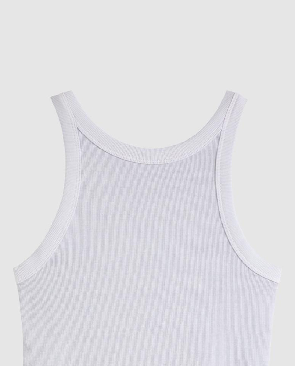 T-shirt sem Mangas com Decote Redondo Branco-6