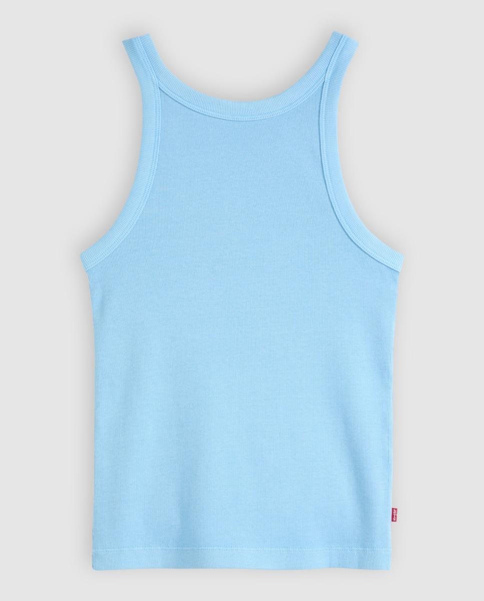 T-shirt sem Mangas com Decote Redondo Azul-5