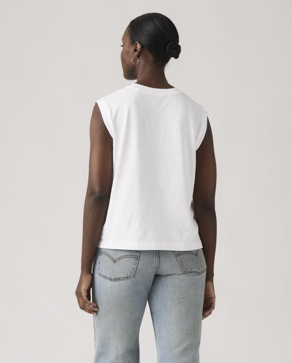T-shirt sem mangas e com decote redondo Branco-2