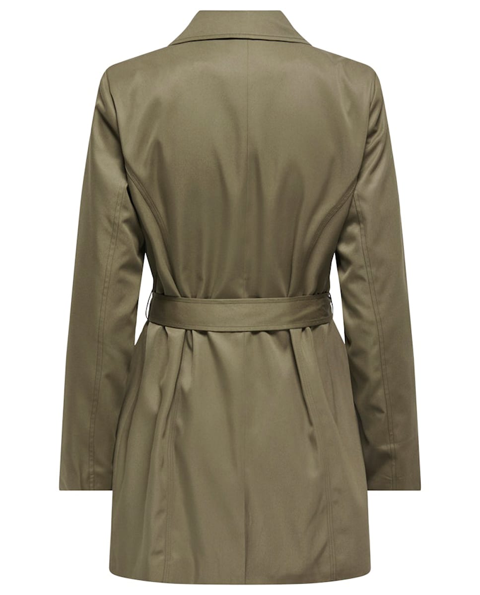 Gabardine com botões duplos e cinto Cinzento-4