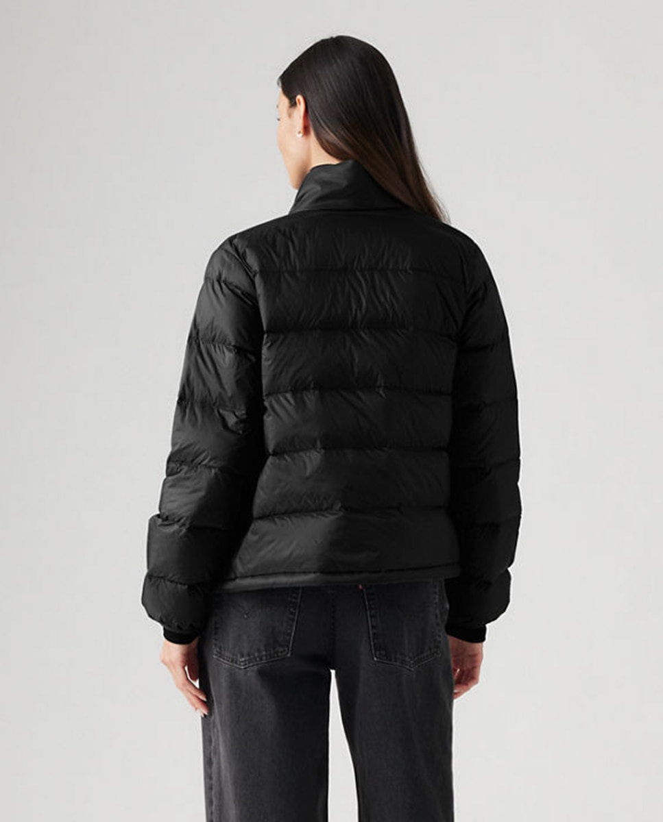 Blusão Acolchoado Curto com Fecho de Correr Preto-2