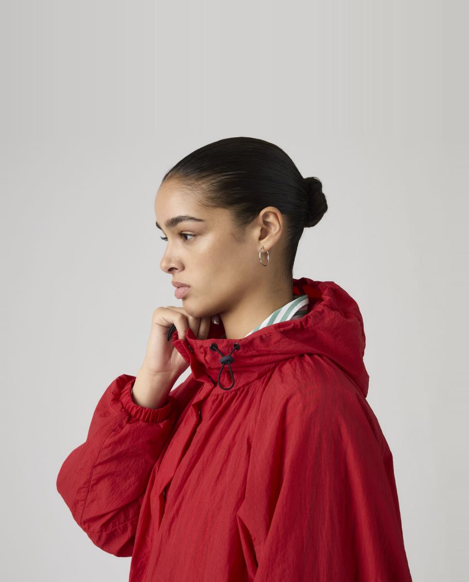 Parka de mulher com capuz Vermelho-3