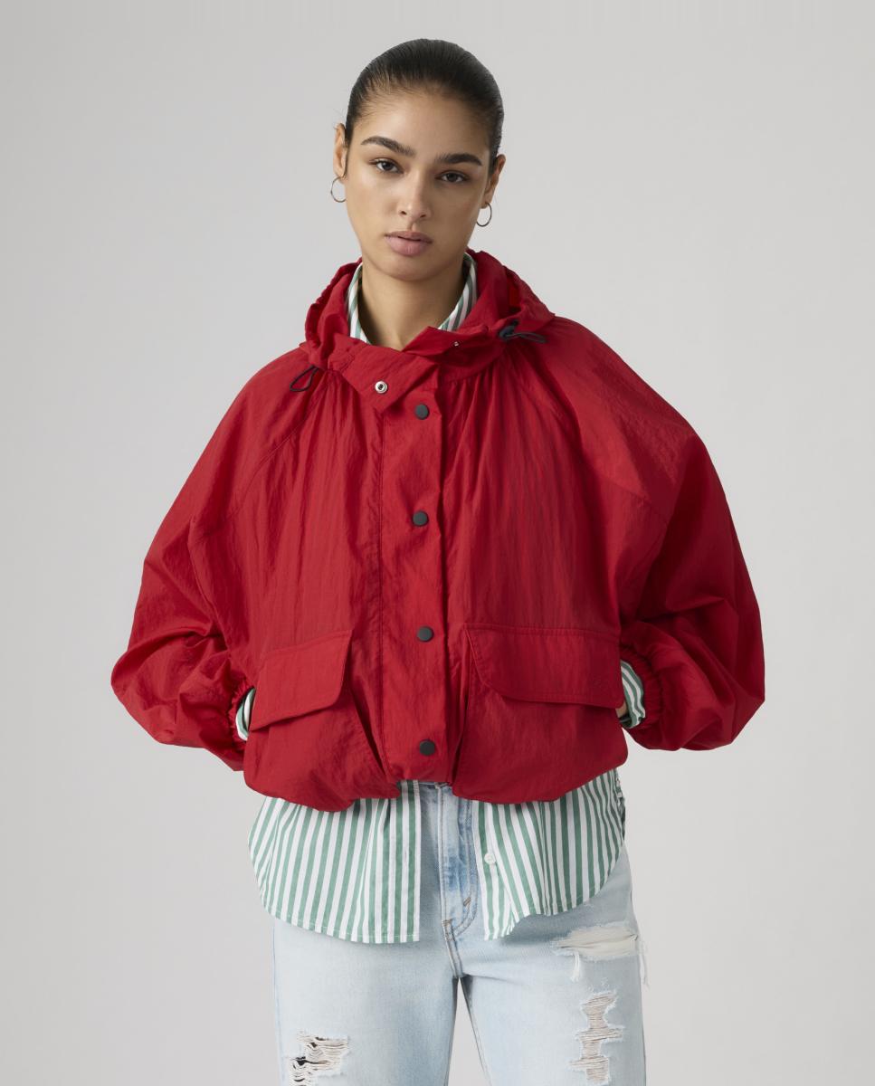 Parka de mulher com capuz Vermelho-4