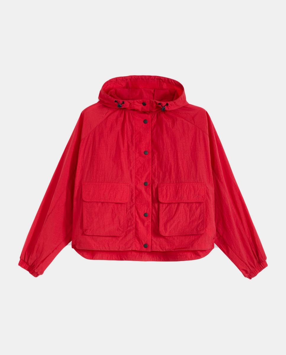Parka de mulher com capuz Vermelho-5