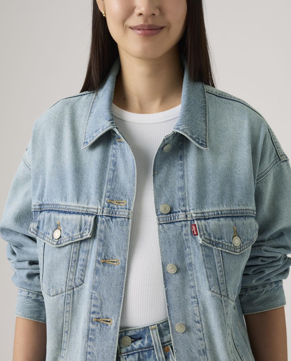 Blusão de ganga de senhora Azul-claro-3