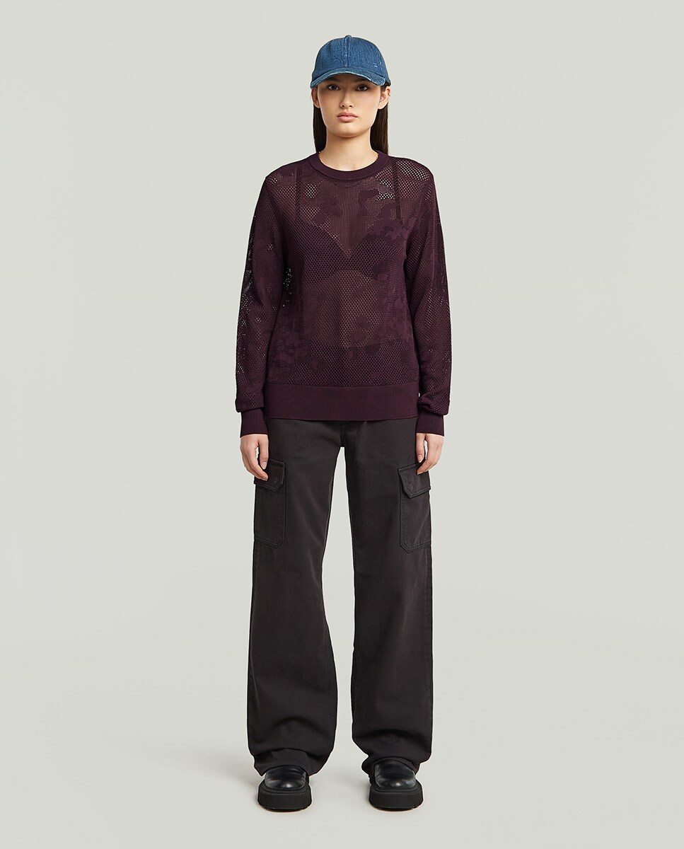 Camisola de Malha Regular com Manga Comprida Vermelho-3