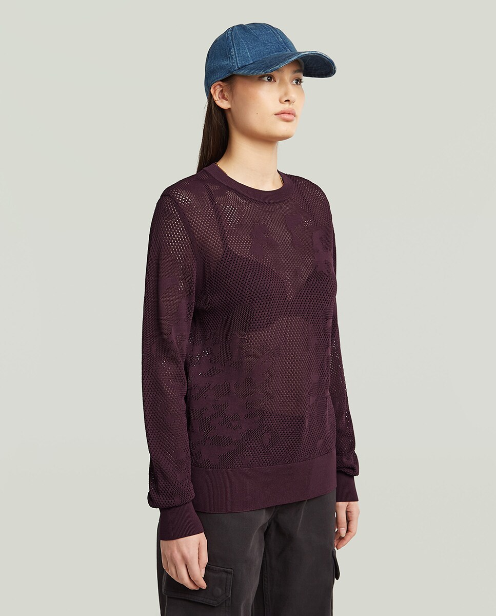 Camisola de Malha Regular com Manga Comprida Vermelho-5