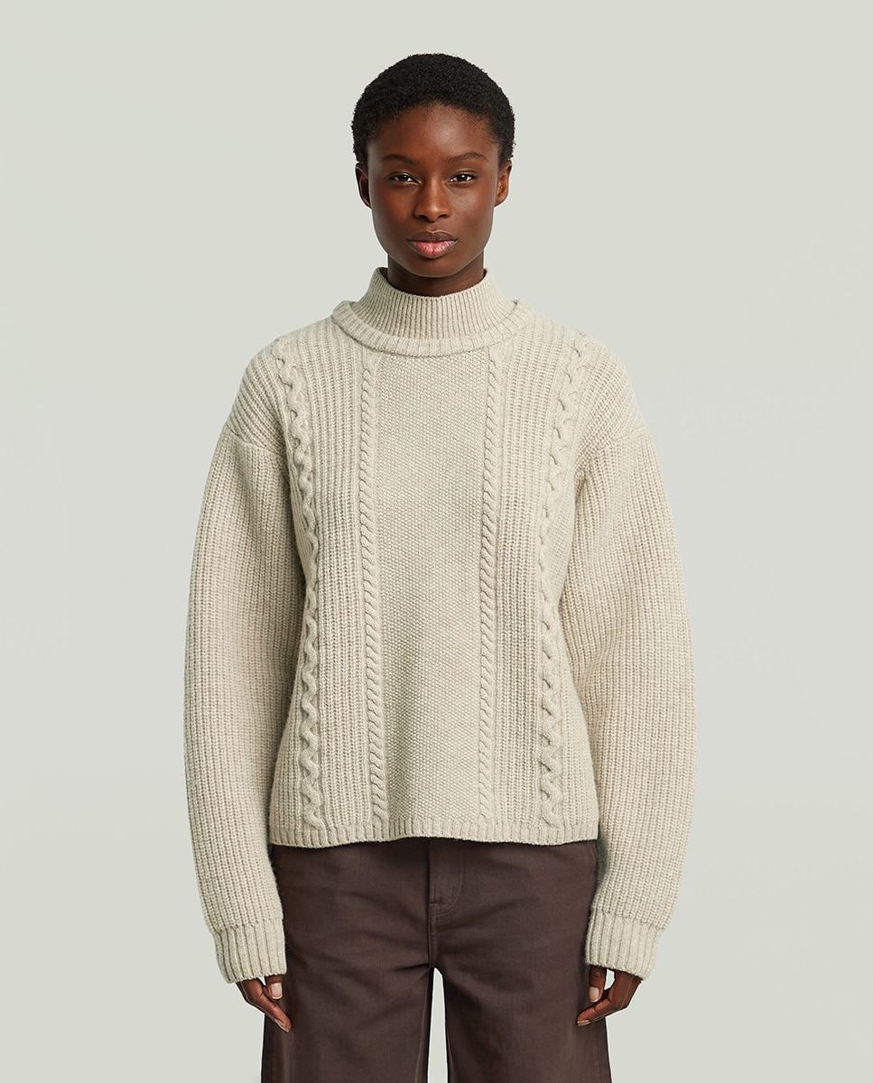 Camisola de Malha Regular com Gola Tartaruga Multicolor-1