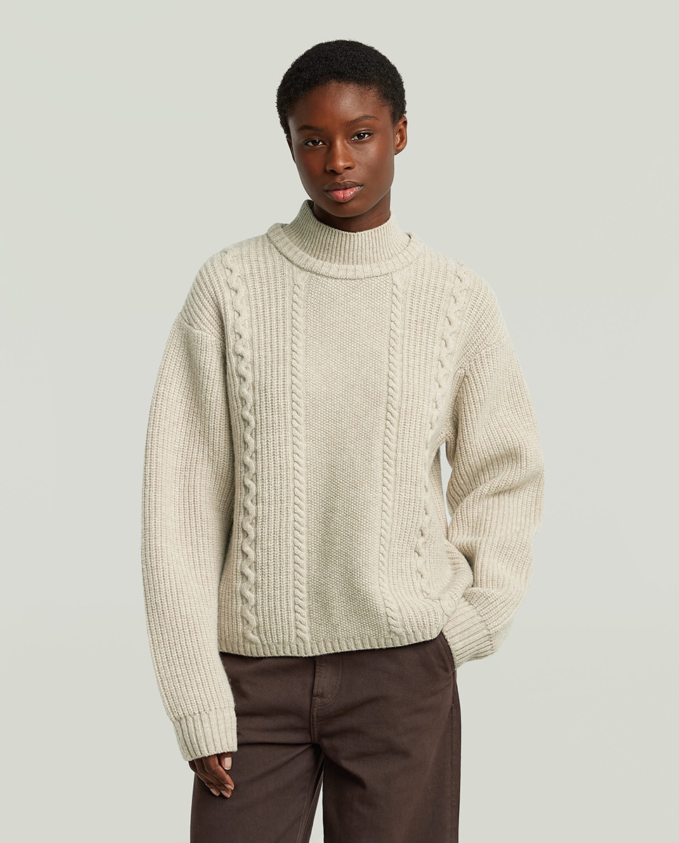 Camisola de Malha Regular com Gola Tartaruga Multicolor-5