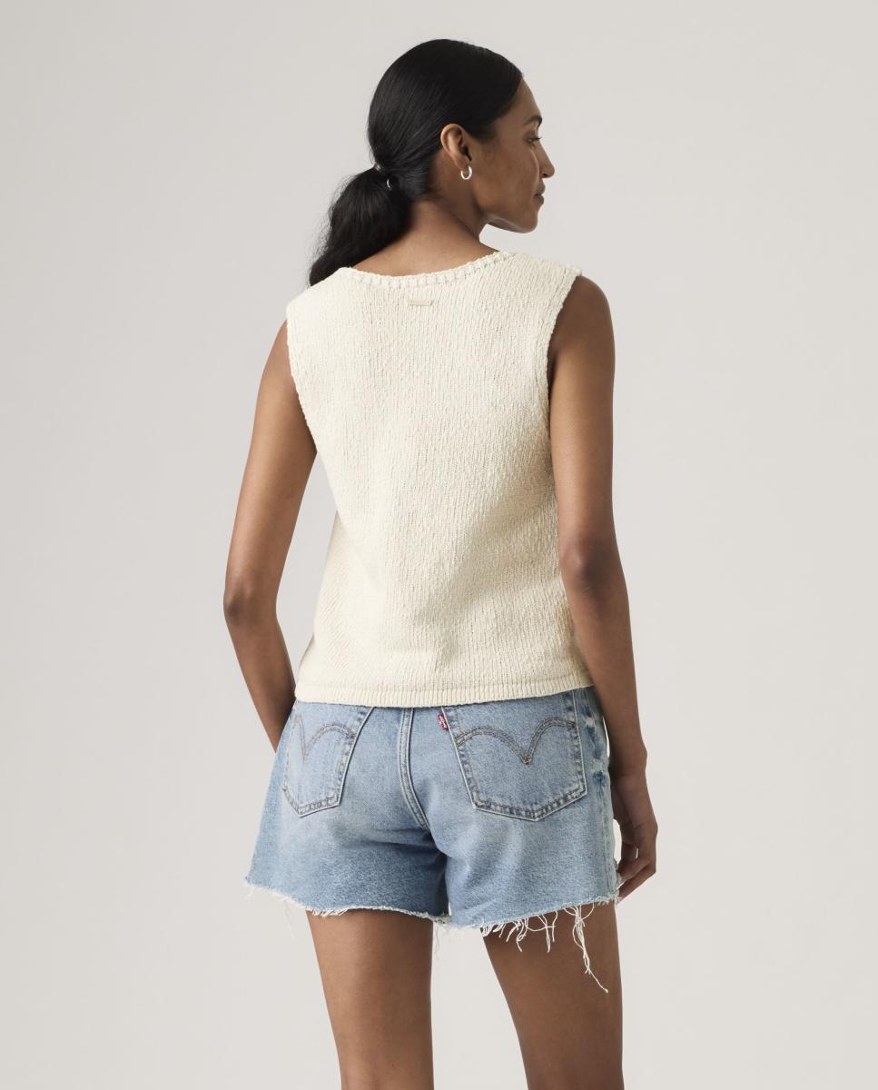 Colete de malha com decote redondo Creme-2