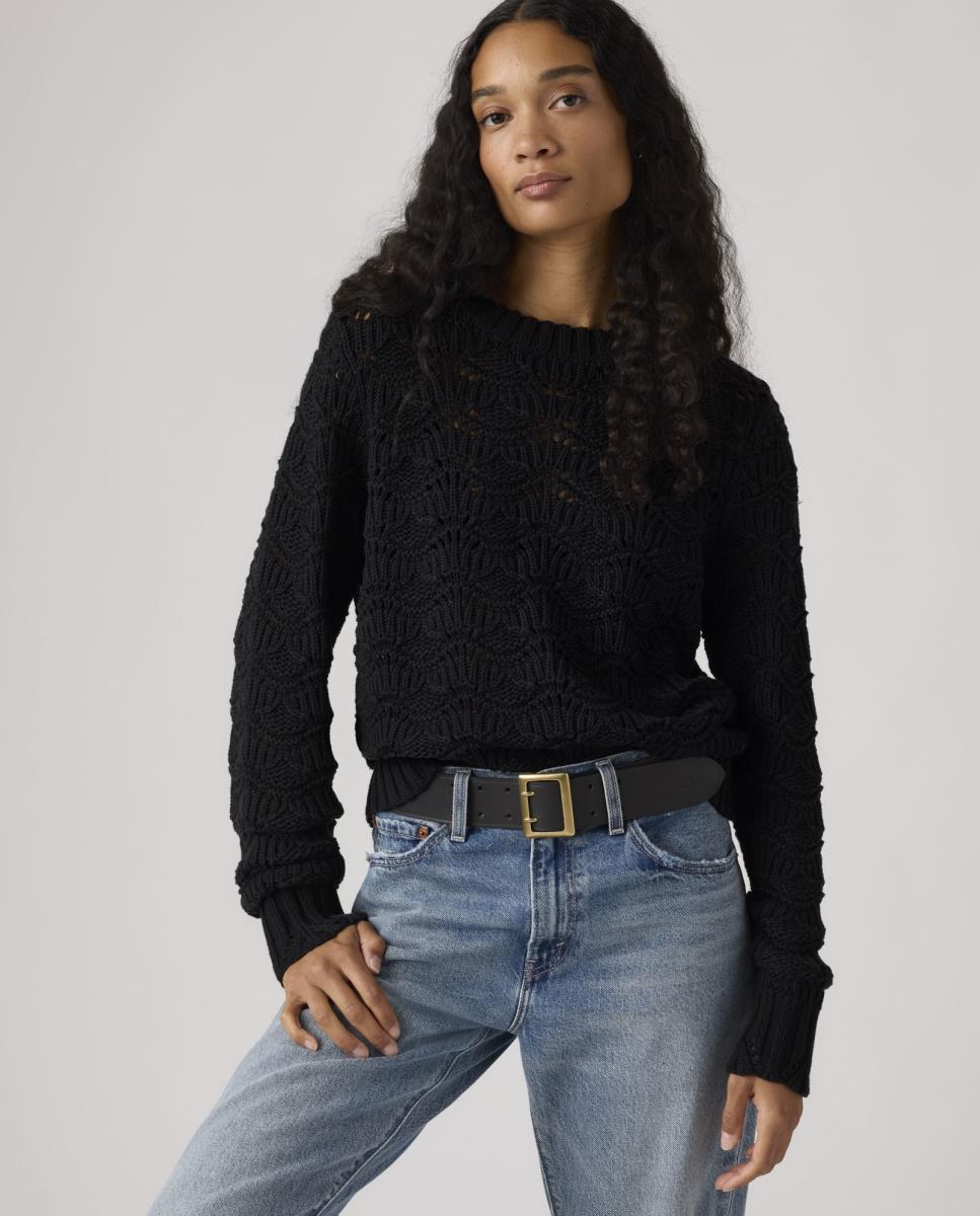 Camisola de malha com decote redondo Preto-4