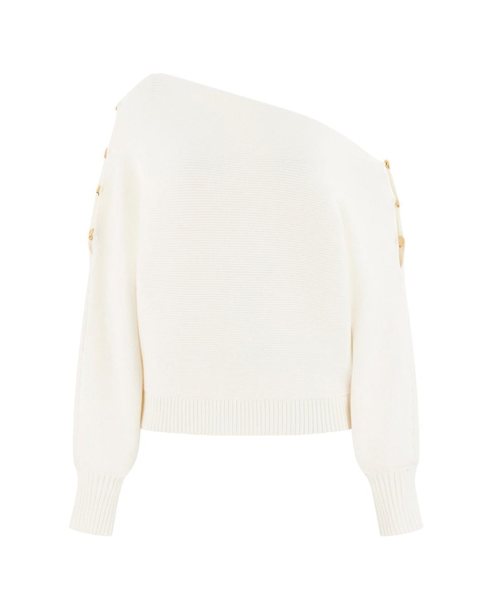 Camisola de Malha de Manga Comprida Creme-4
