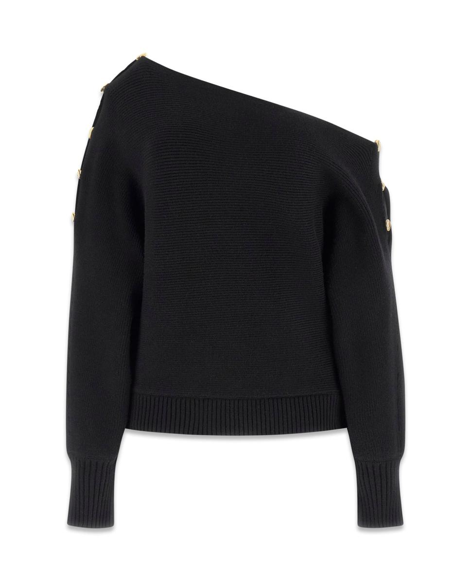 Camisola de Malha de Manga Comprida Preto-4