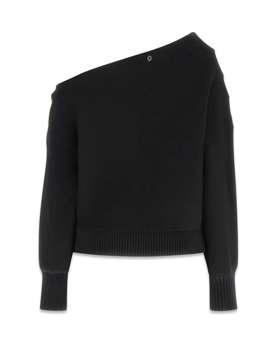 Camisola de Malha de Manga Comprida Preto-5