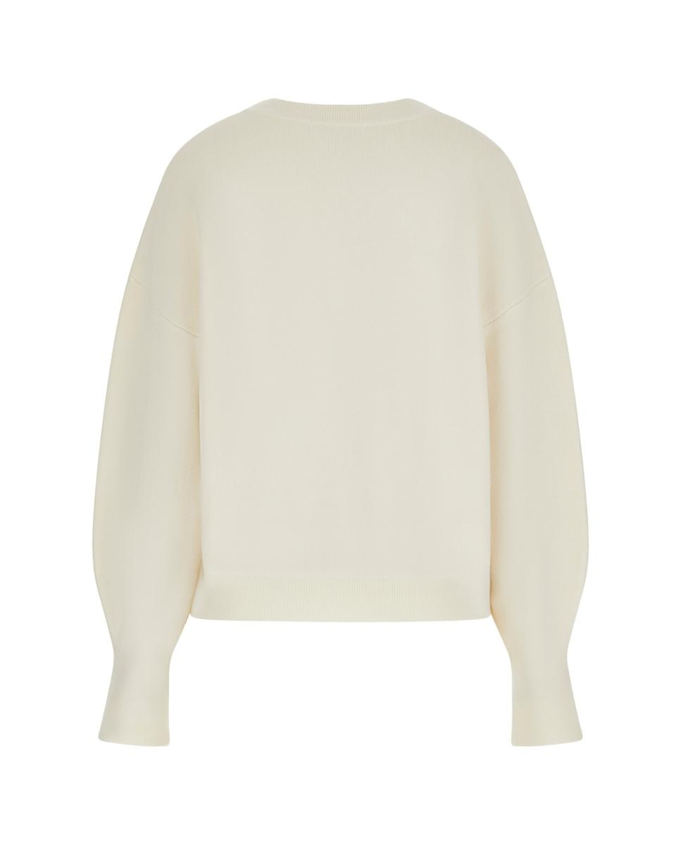 Camisola de malha com manga comprida Creme-2