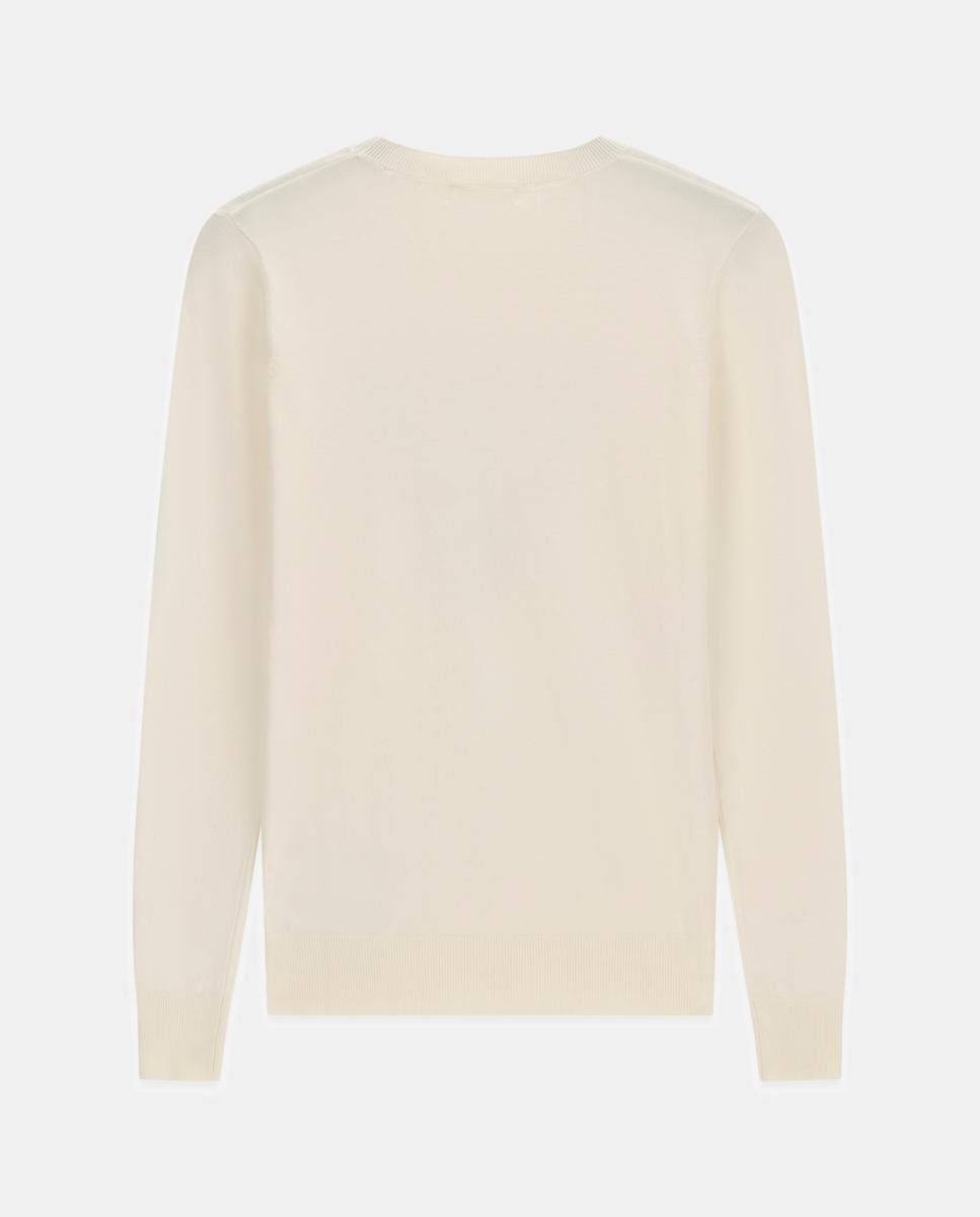 Camisola de malha com manga comprida Creme-2