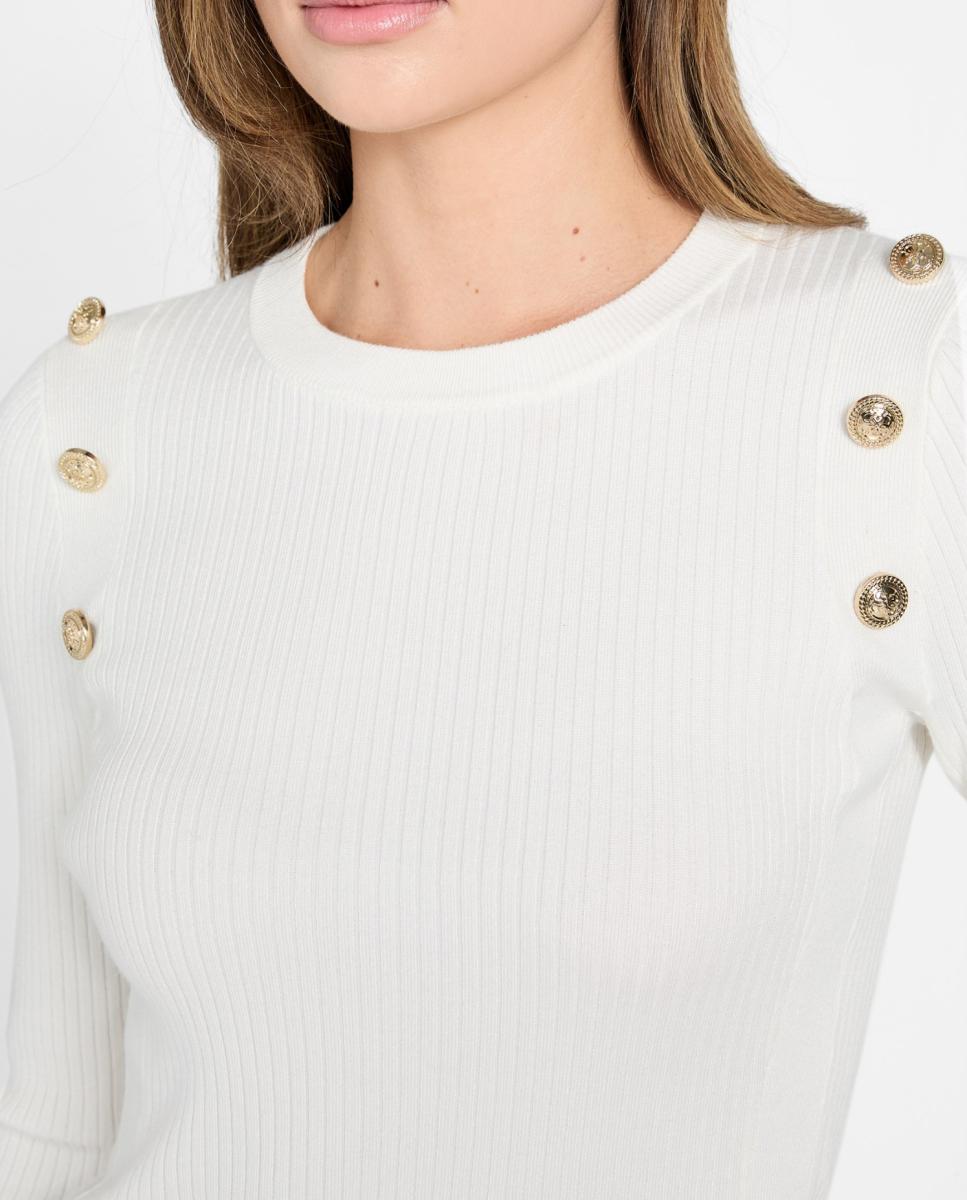 Camisola de malha com manga comprida Branco-2