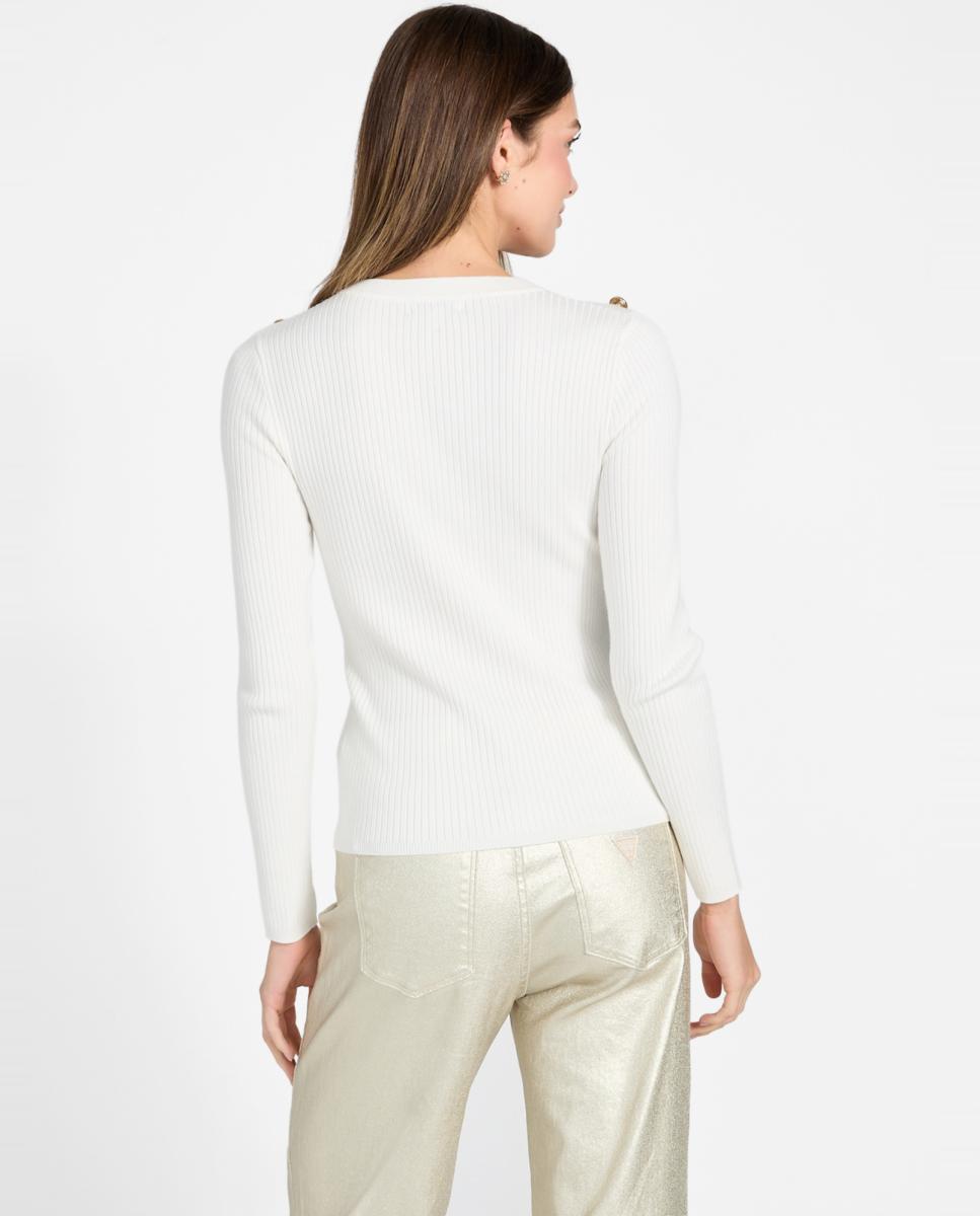 Camisola de malha com manga comprida Branco-3
