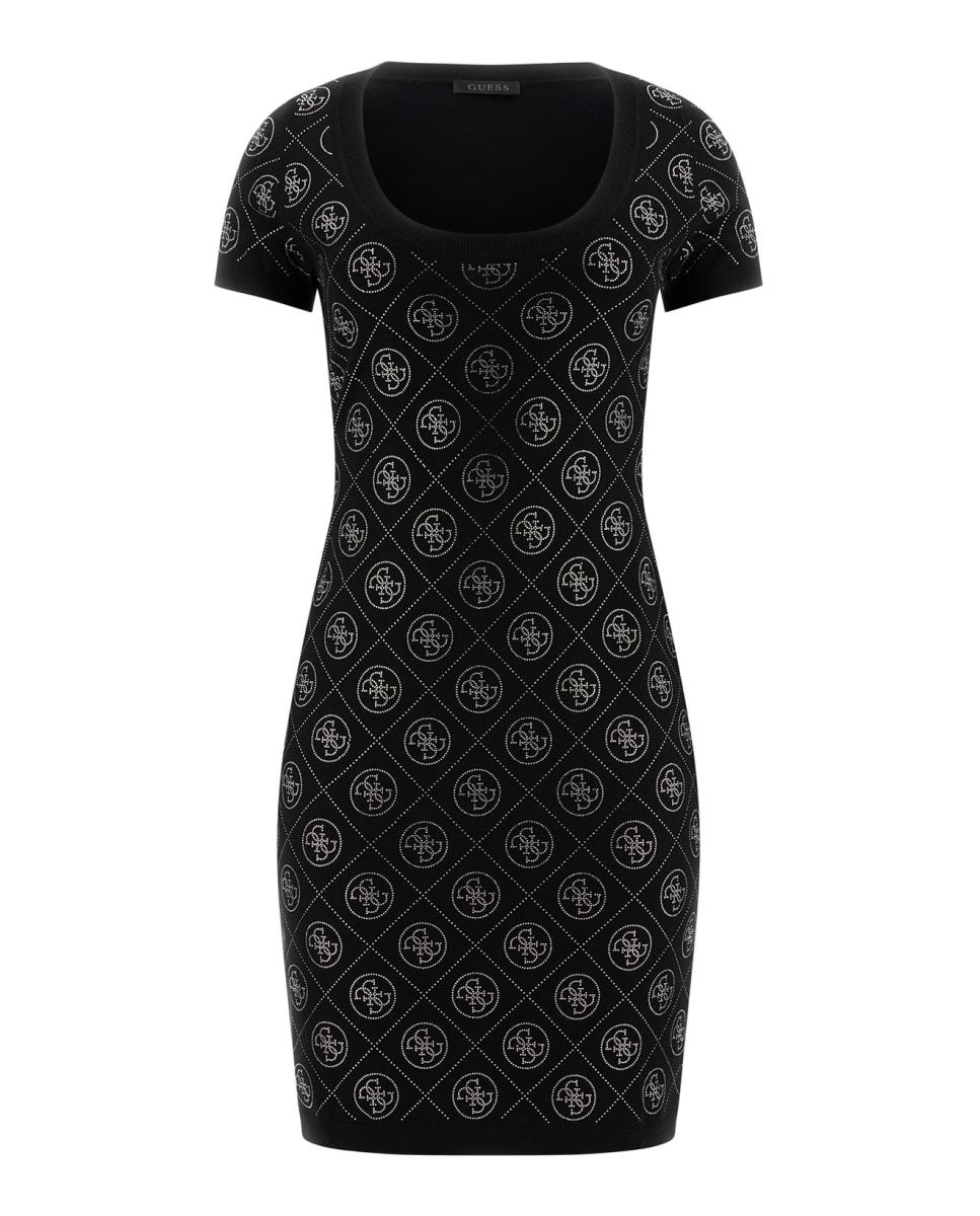 Vestido Curto Estampado Preto-5