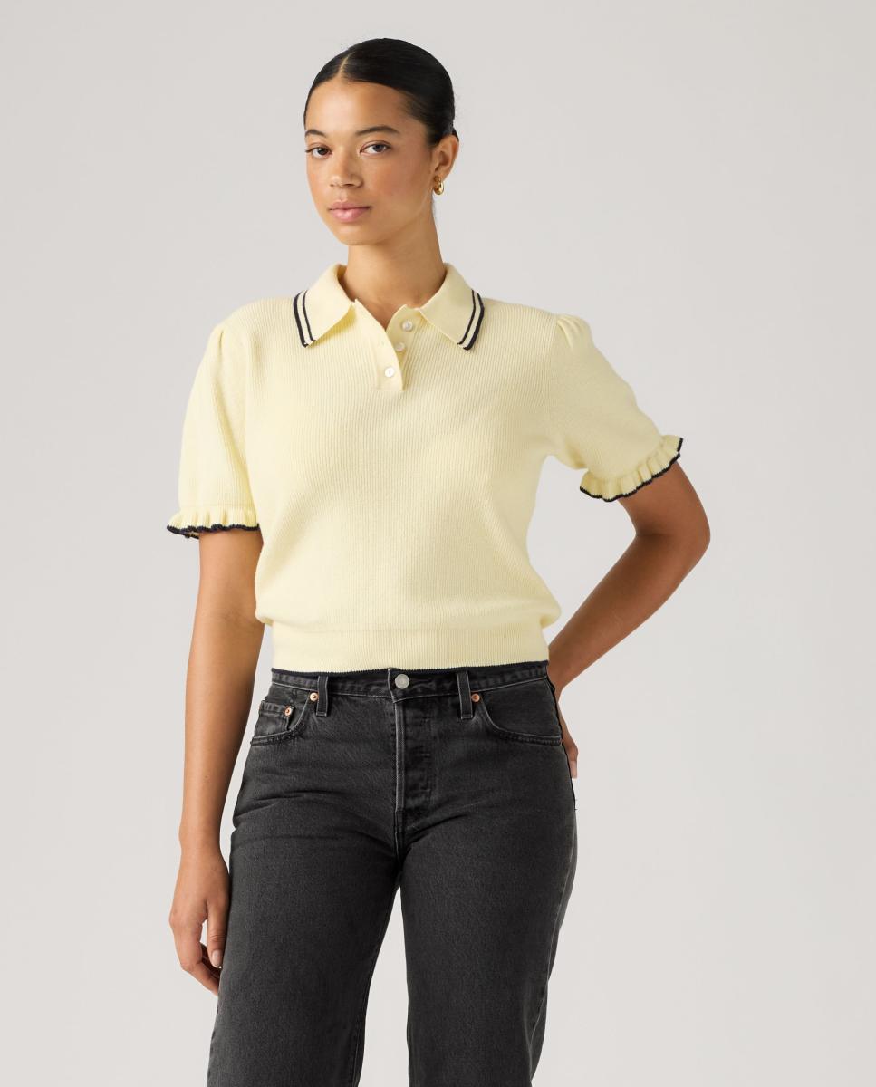 Imagem 0 de Camisola de Malha com Colarinho de Polo e Manga Curta