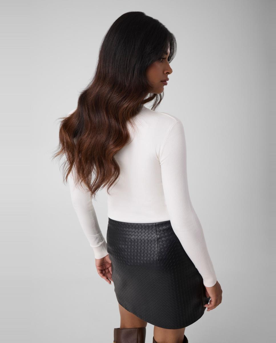 Camisola de malha com manga comprida Creme-3