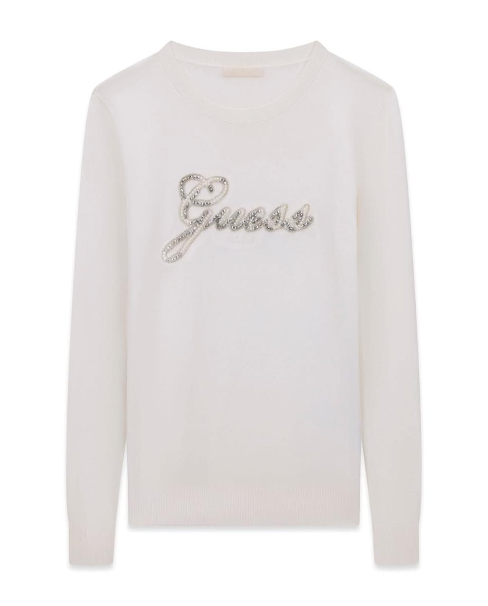 Camisola de malha com manga comprida Creme-4