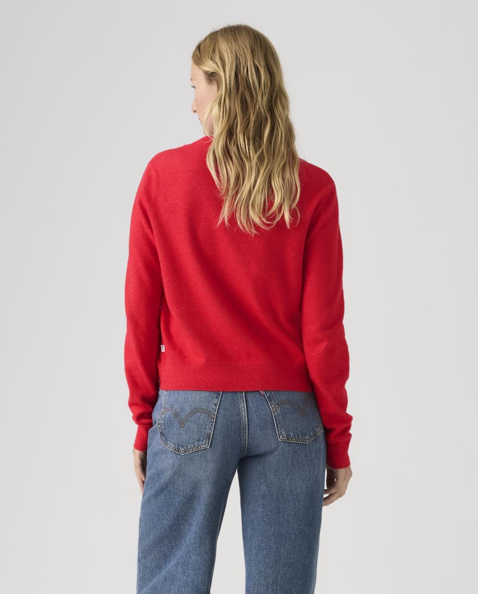 Cardigan de Malha com Decote Redondo Vermelho-2