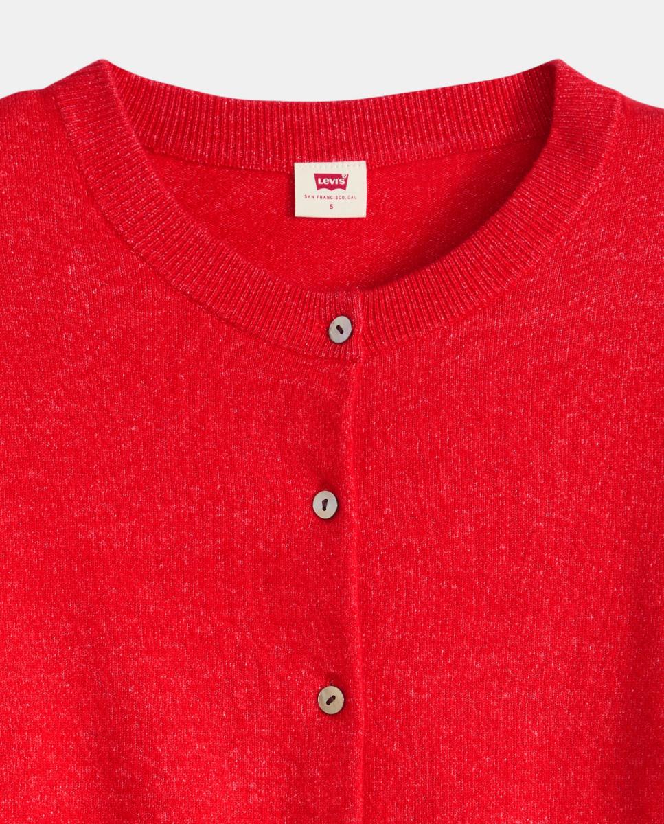Cardigan de Malha com Decote Redondo Vermelho-6