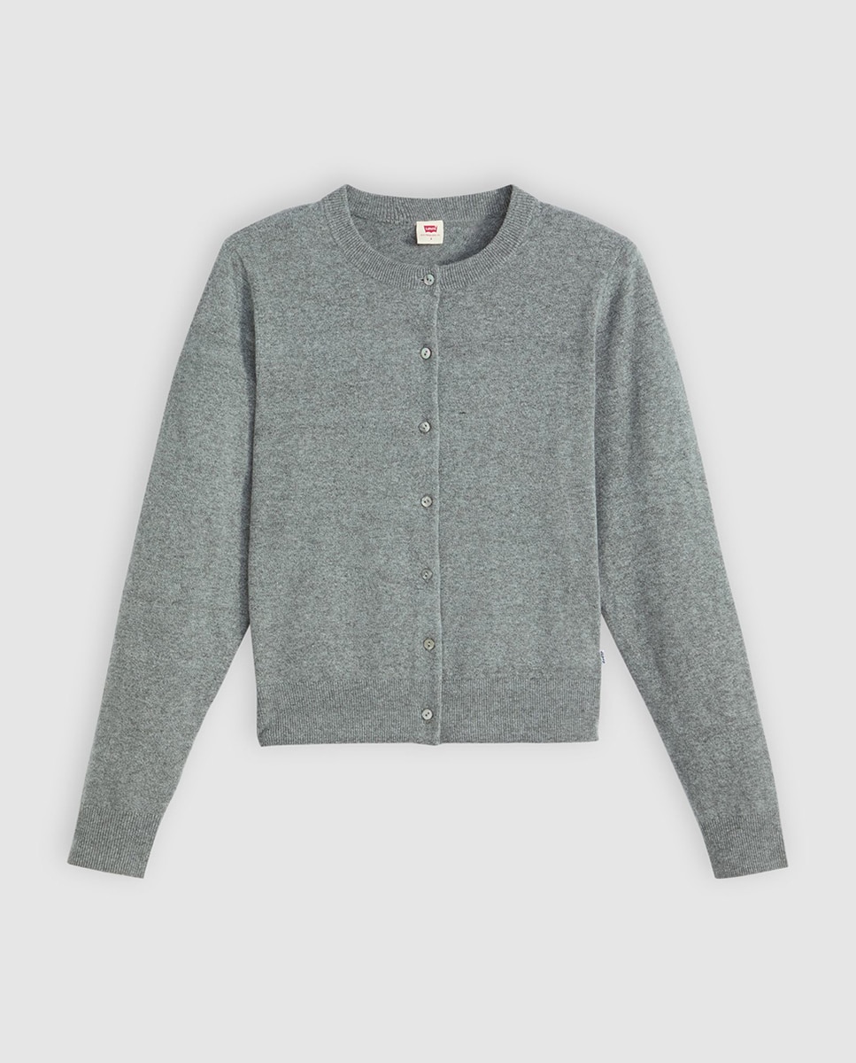 Cardigan de Malha com Decote Redondo Cinzento-5