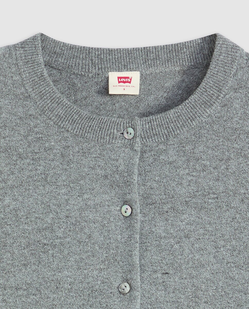 Cardigan de Malha com Decote Redondo Cinzento-6