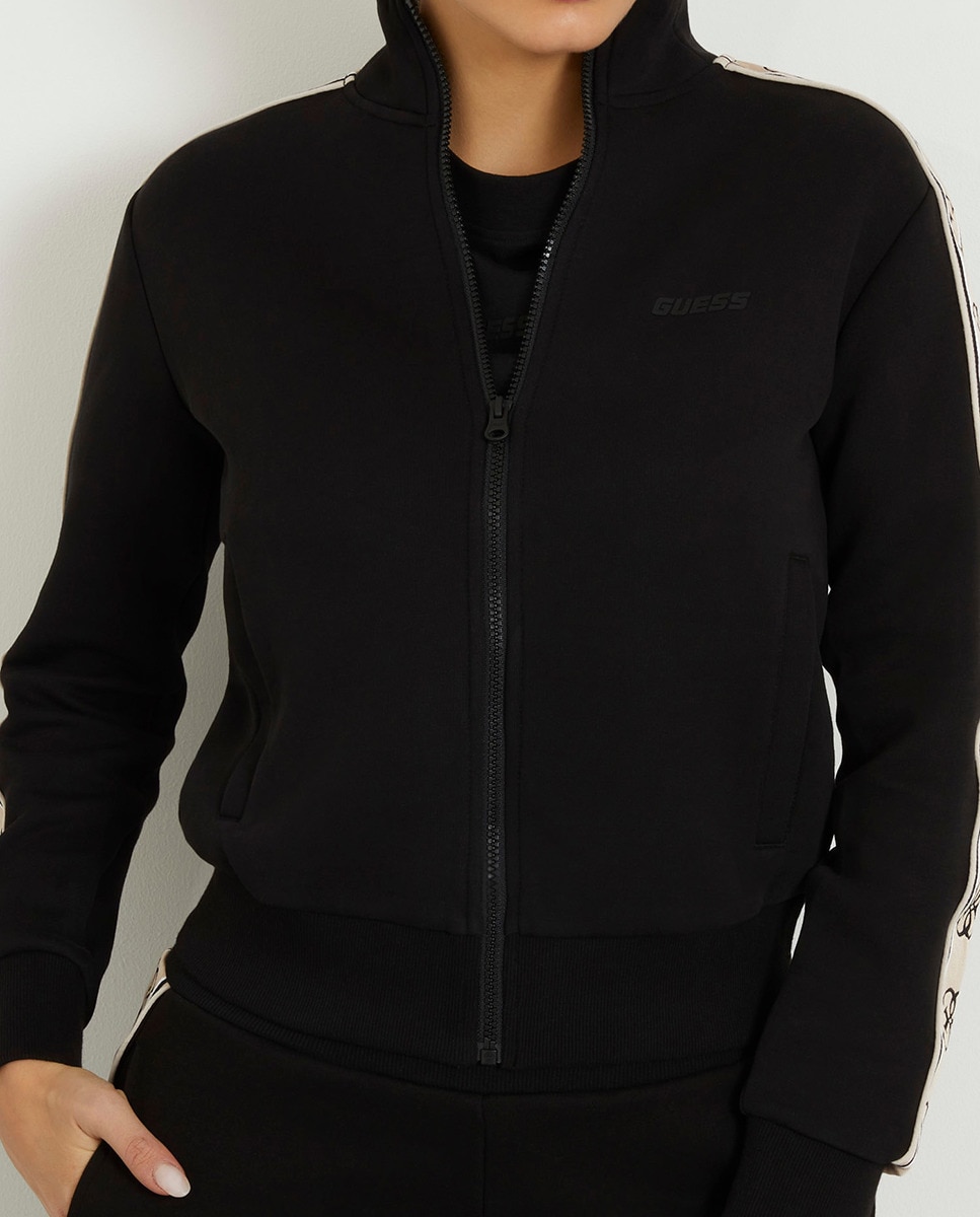 Sweatshirt com Fecho de Correr Preto-3