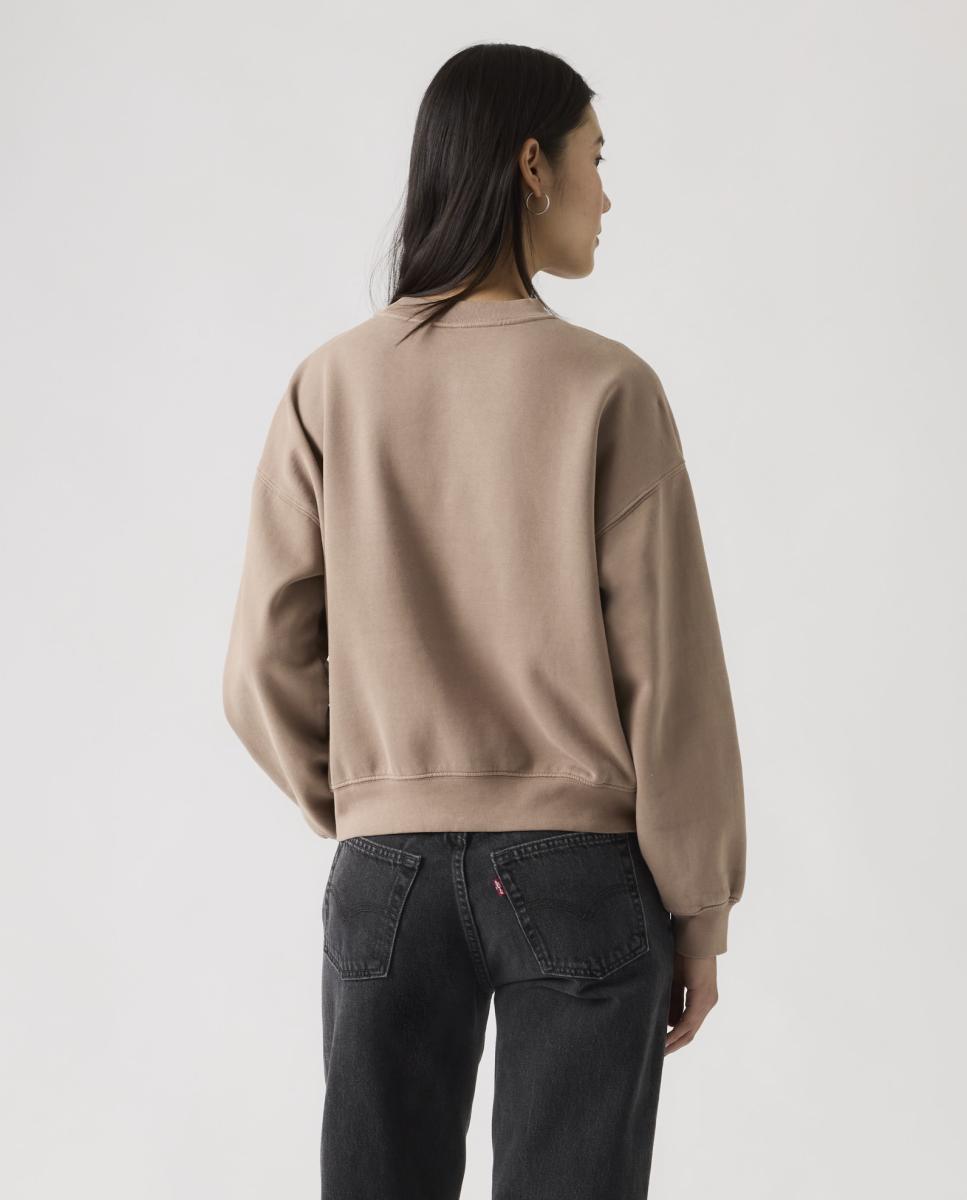 Sweatshirt com decote redondo Castanho-2