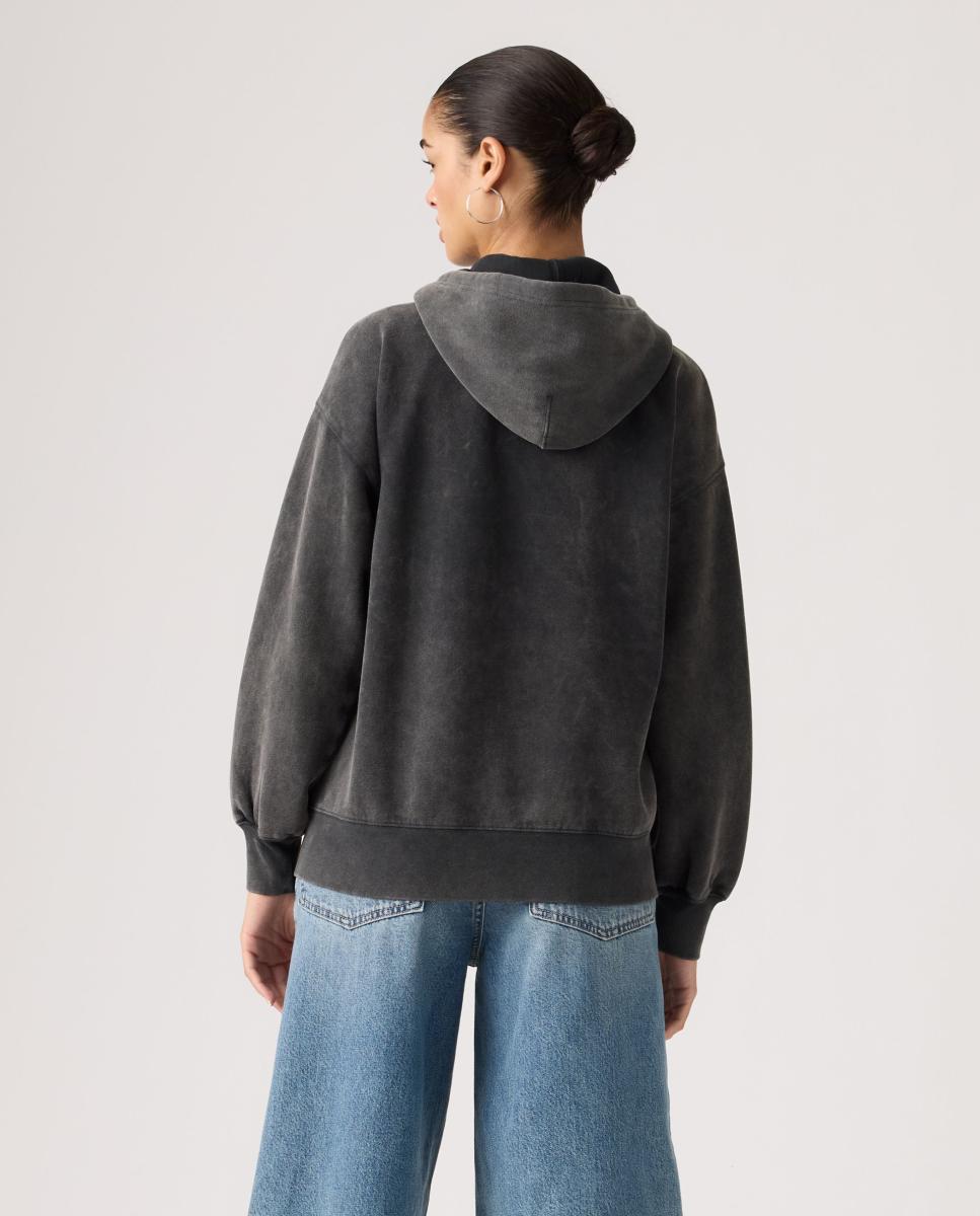 Sweatshirt com Capuz e Fecho de Correr Cinzento-escuro-2