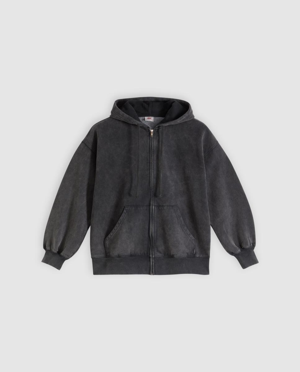 Sweatshirt com Capuz e Fecho de Correr Cinzento-escuro-5