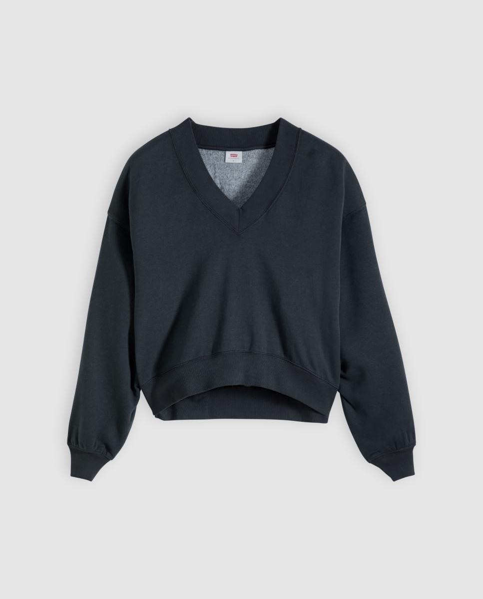 Sweatshirt com decote em bico Azul-marinho-5