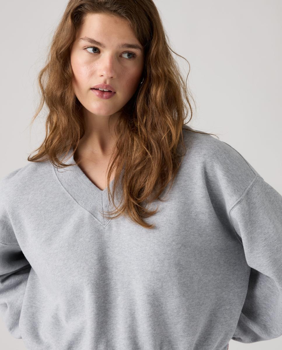 Sweatshirt com decote em bico Cinzento-escuro-3