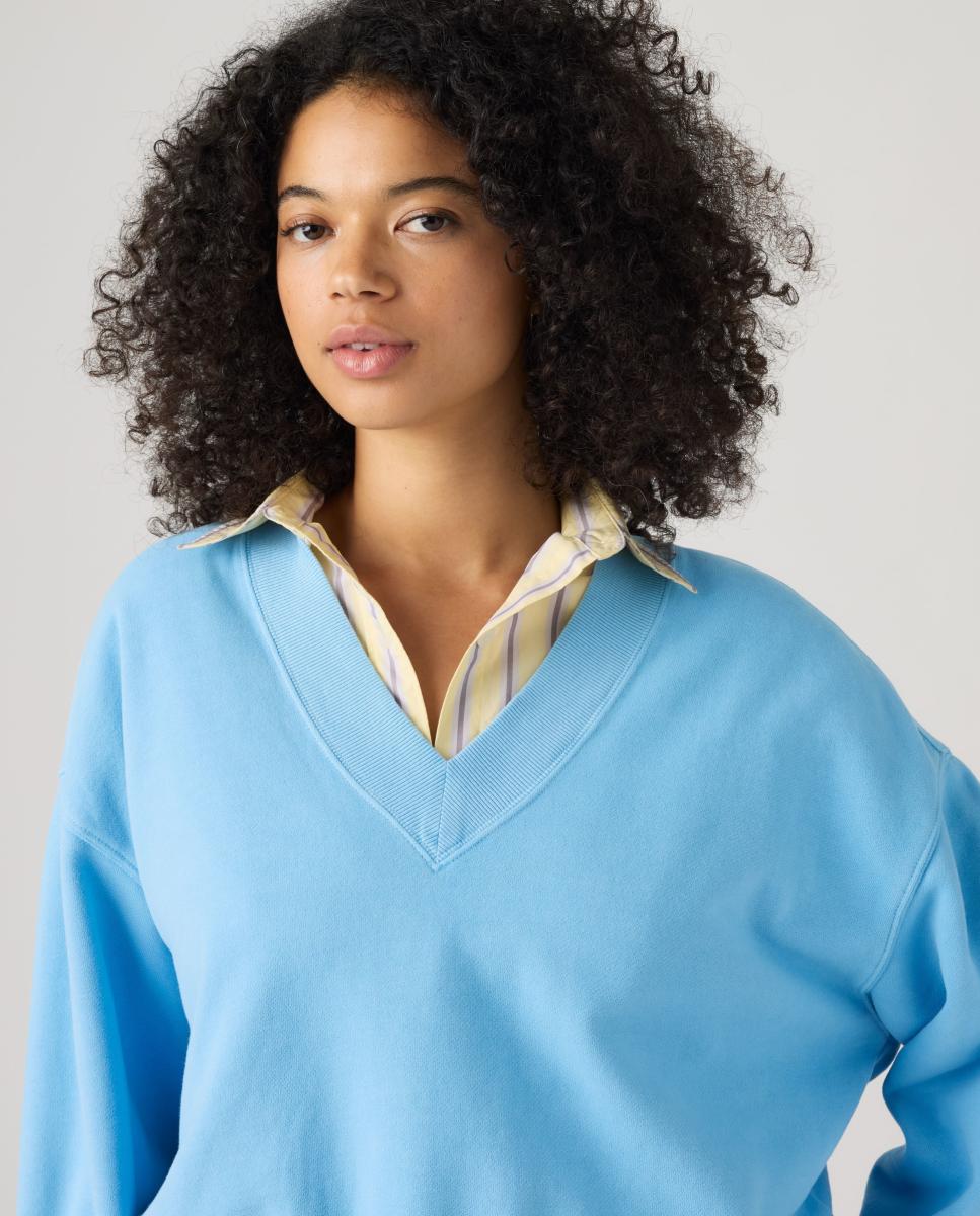 Sweatshirt com decote em bico Cinzento-claro-3